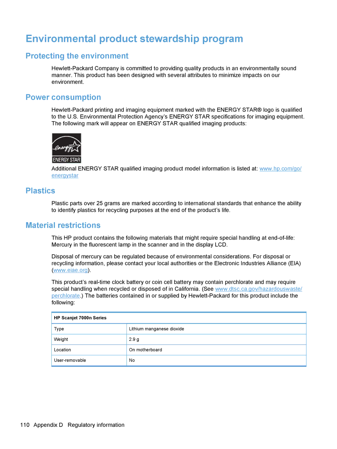 HP Enterprise Flow 7000 S2 Sheet-Feed L2730BBGJ Environmental product stewardship program, Protecting the environment 