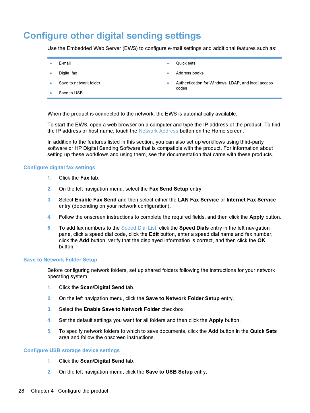 HP Enterprise Flow 7000 S2 Sheet-Feed L2730BBGJ Configure other digital sending settings, Configure digital fax settings 