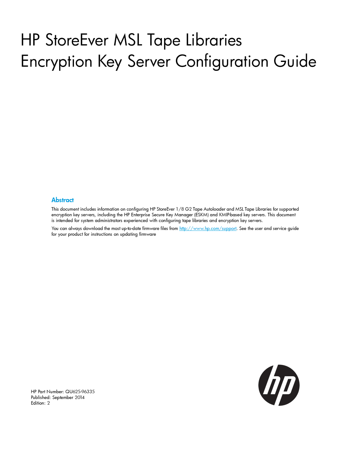 HP Enterprise Secure Key Manager manual Abstract 