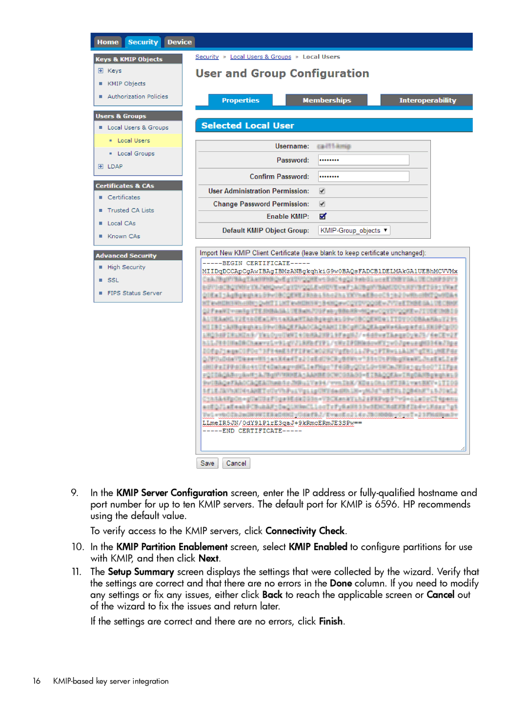 HP Enterprise Secure Key Manager manual KMIP-based key server integration 