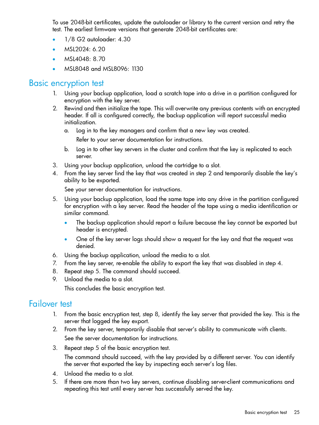 HP Enterprise Secure Key Manager manual Basic encryption test, Failover test 