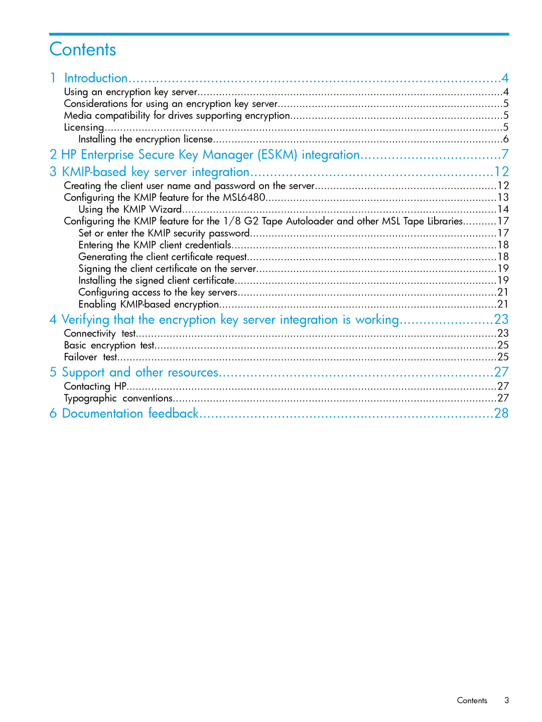 HP Enterprise Secure Key Manager manual Contents 