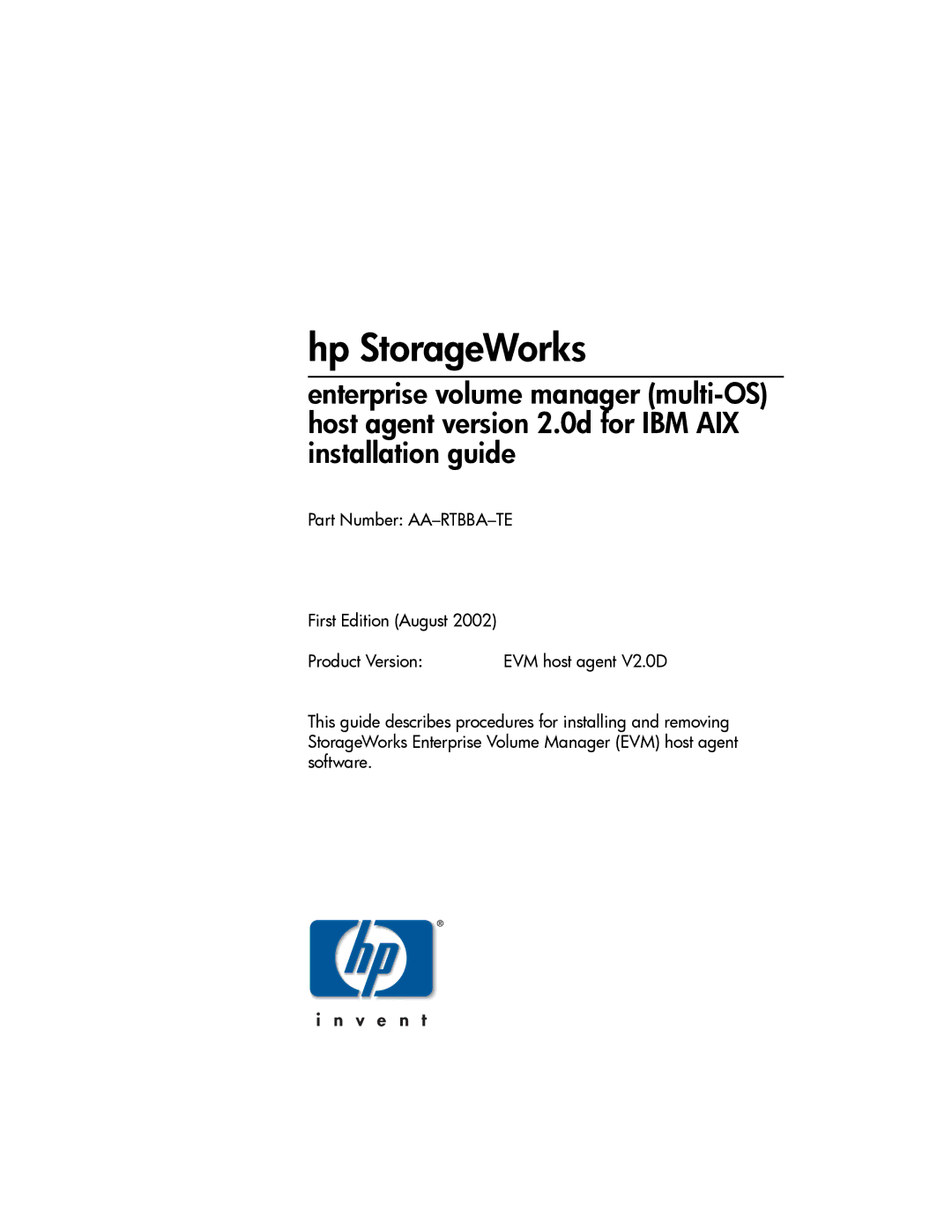 HP Enterprise Volume Manager Software manual Hp StorageWorks 