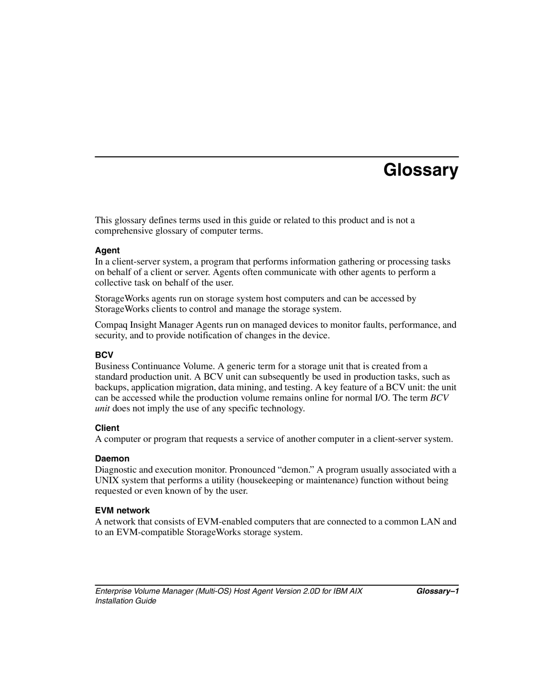 HP Enterprise Volume Manager Software manual Glossary 