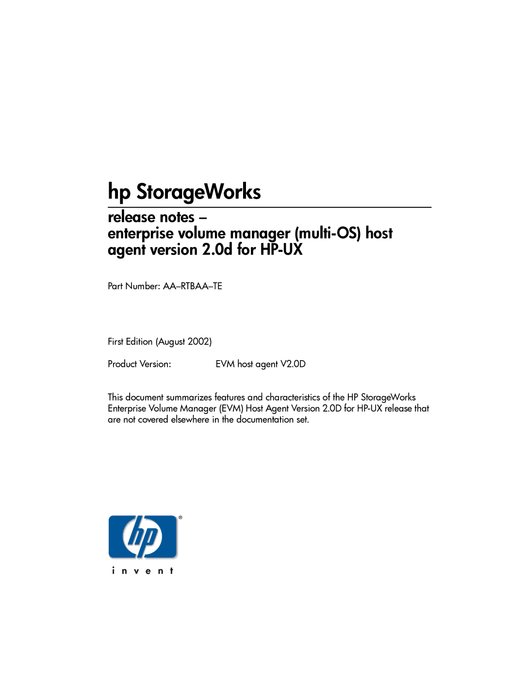 HP Enterprise Volume Manager Software manual Hp StorageWorks 