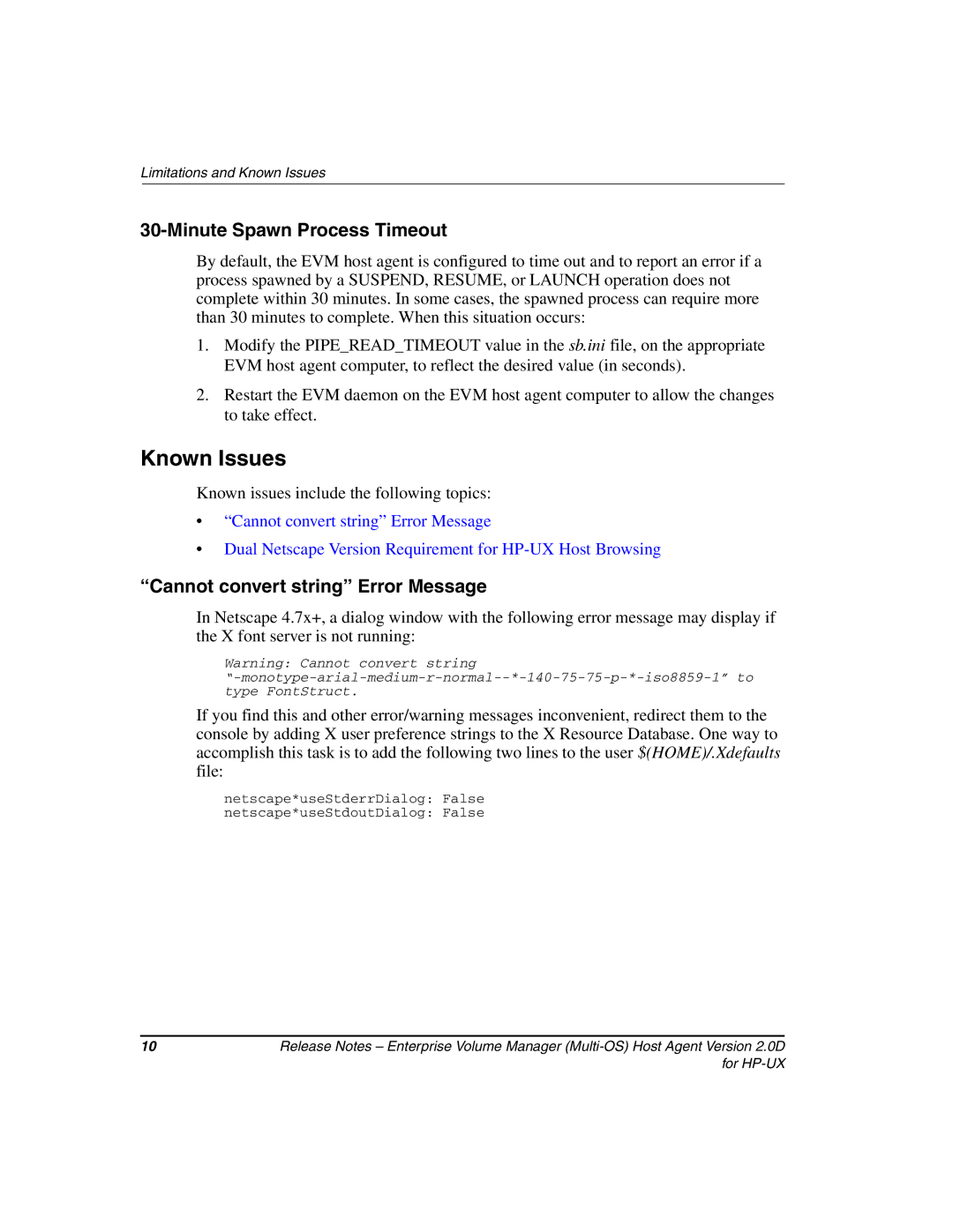 HP Enterprise Volume Manager Software Known Issues, Minute Spawn Process Timeout, Cannot convert string Error Message 