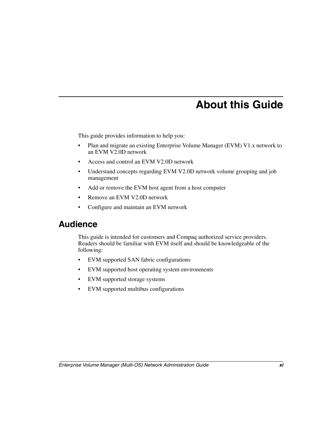 HP Enterprise Volume Manager Software manual About this Guide, Audience 