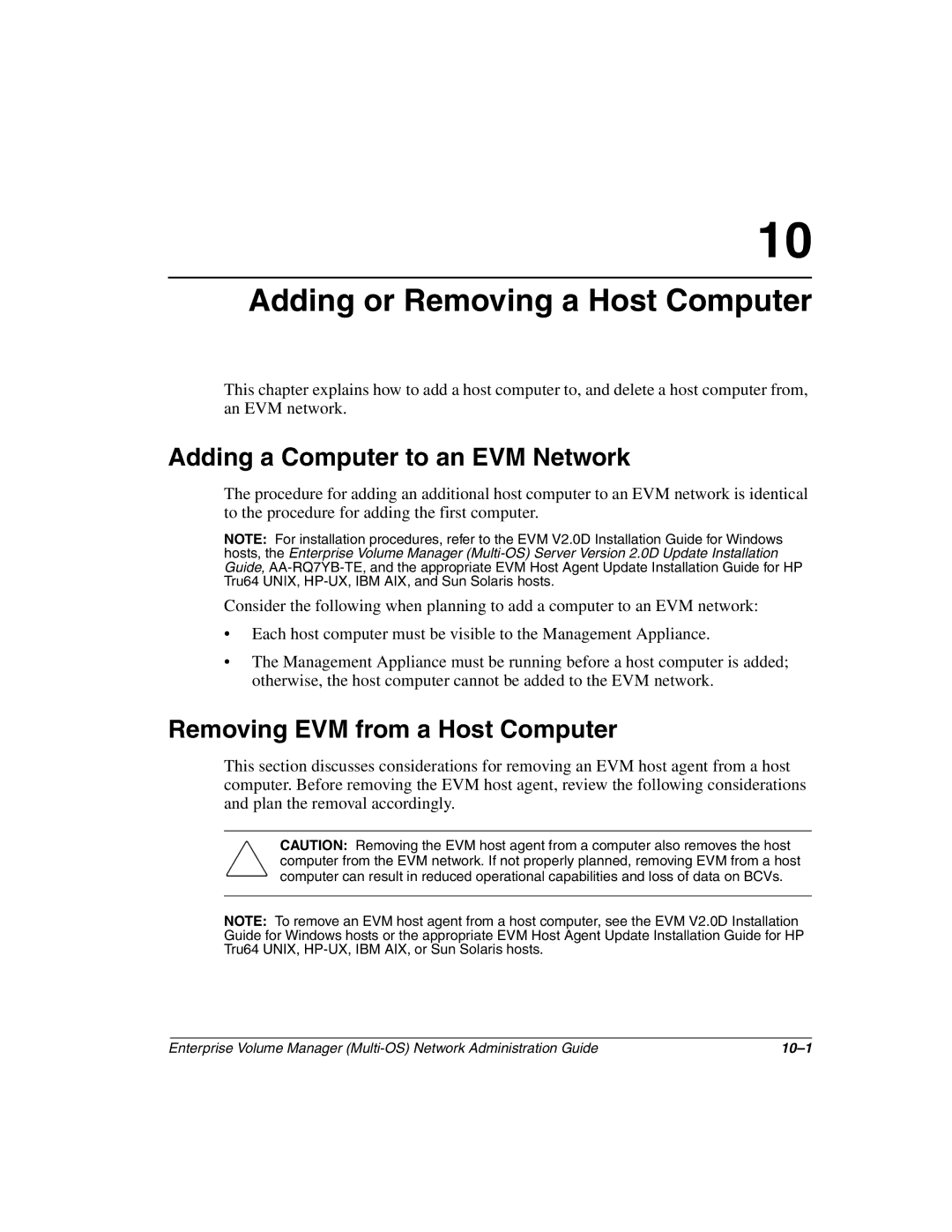 HP Enterprise Volume Manager Software manual Adding or Removing a Host Computer, Adding a Computer to an EVM Network 