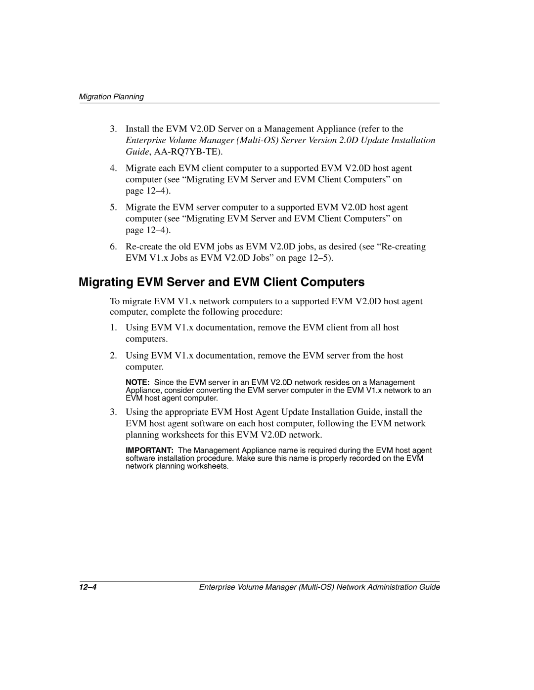 HP Enterprise Volume Manager Software manual Migrating EVM Server and EVM Client Computers 