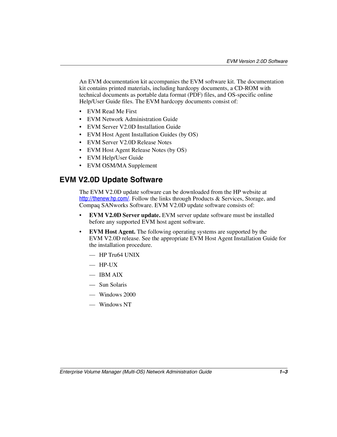 HP Enterprise Volume Manager Software manual EVM V2.0D Update Software 