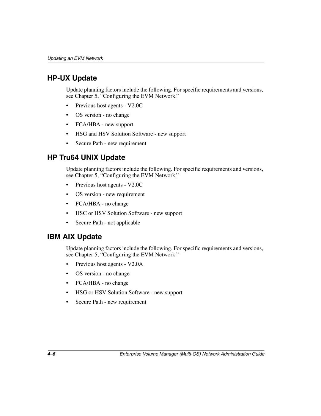 HP Enterprise Volume Manager Software manual HP-UX Update, HP Tru64 Unix Update, IBM AIX Update 