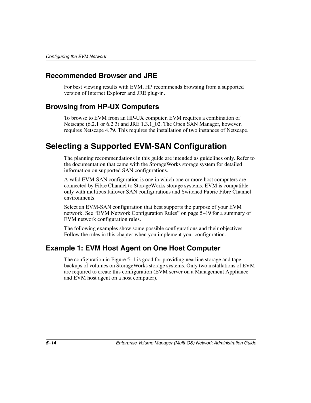 HP Enterprise Volume Manager Software manual Selecting a Supported EVM-SAN Configuration, Recommended Browser and JRE 