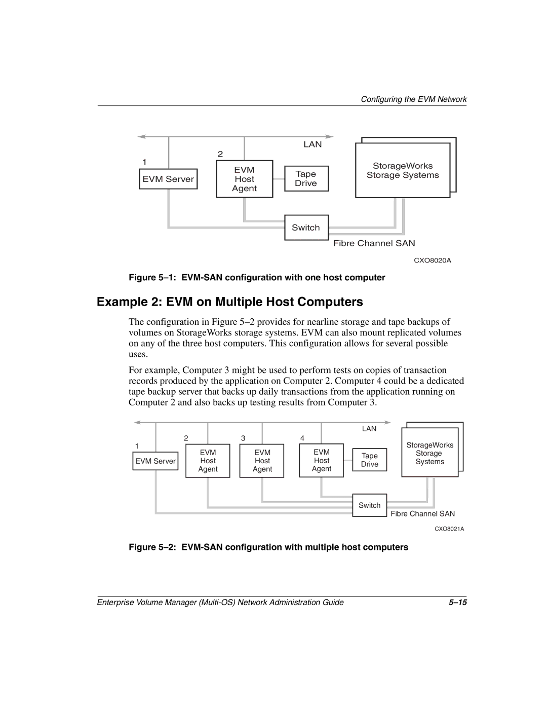 HP Enterprise Volume Manager Software manual Example 2 EVM on Multiple Host Computers 