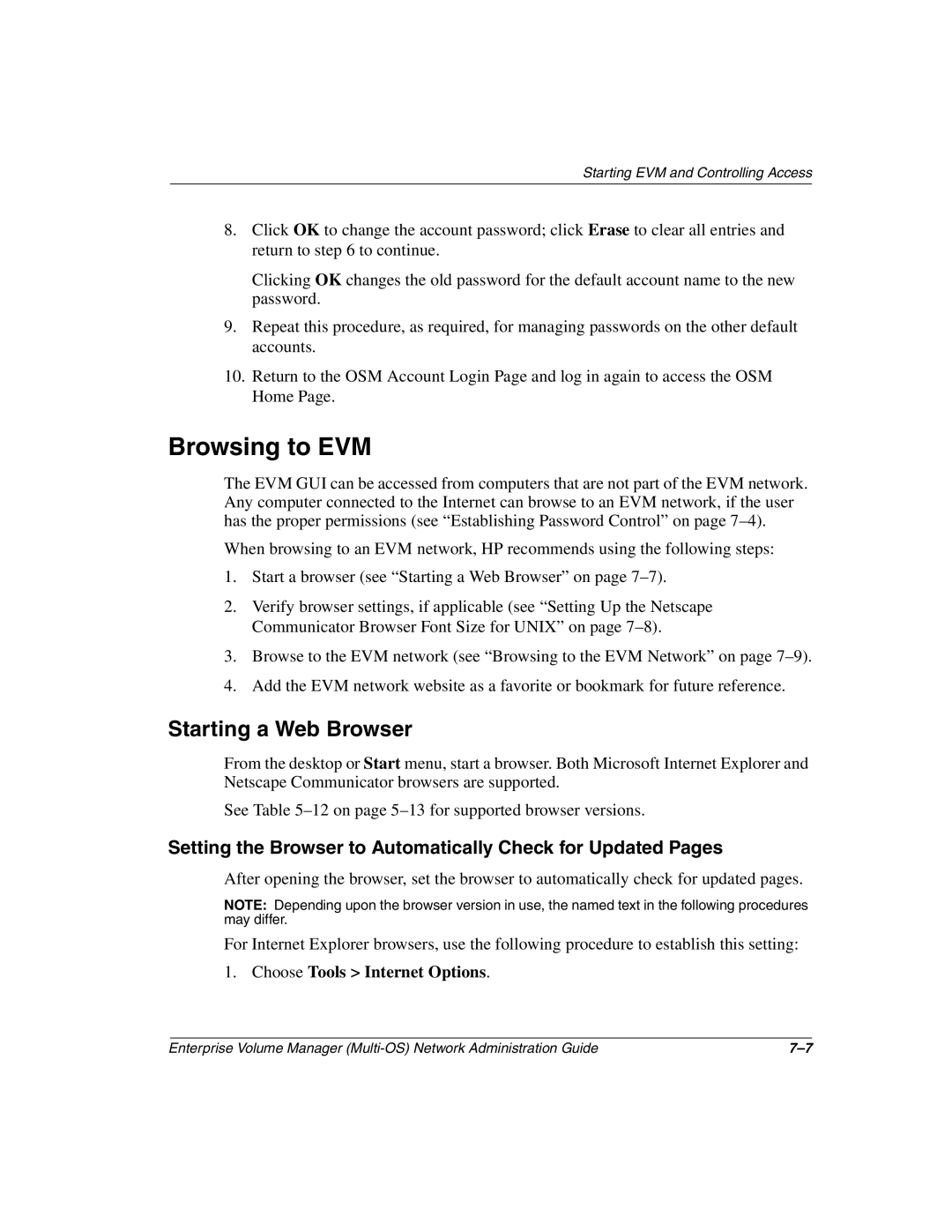 HP Enterprise Volume Manager Software manual Browsing to EVM, Starting a Web Browser 