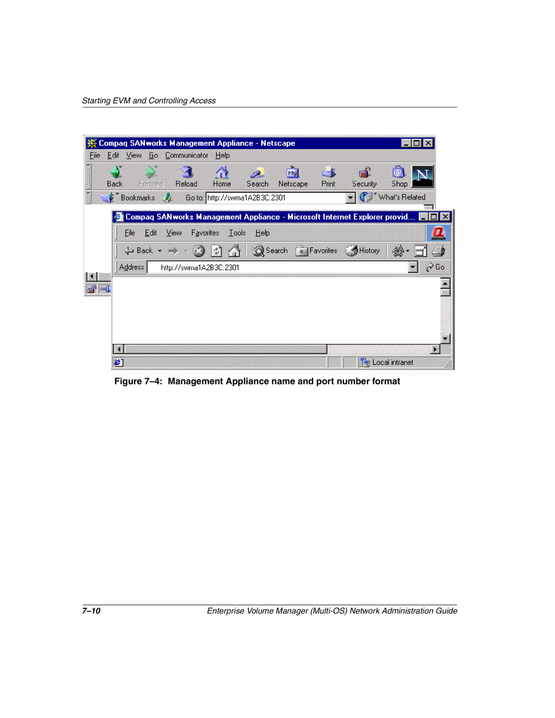 HP Enterprise Volume Manager Software manual Management Appliance name and port number format 