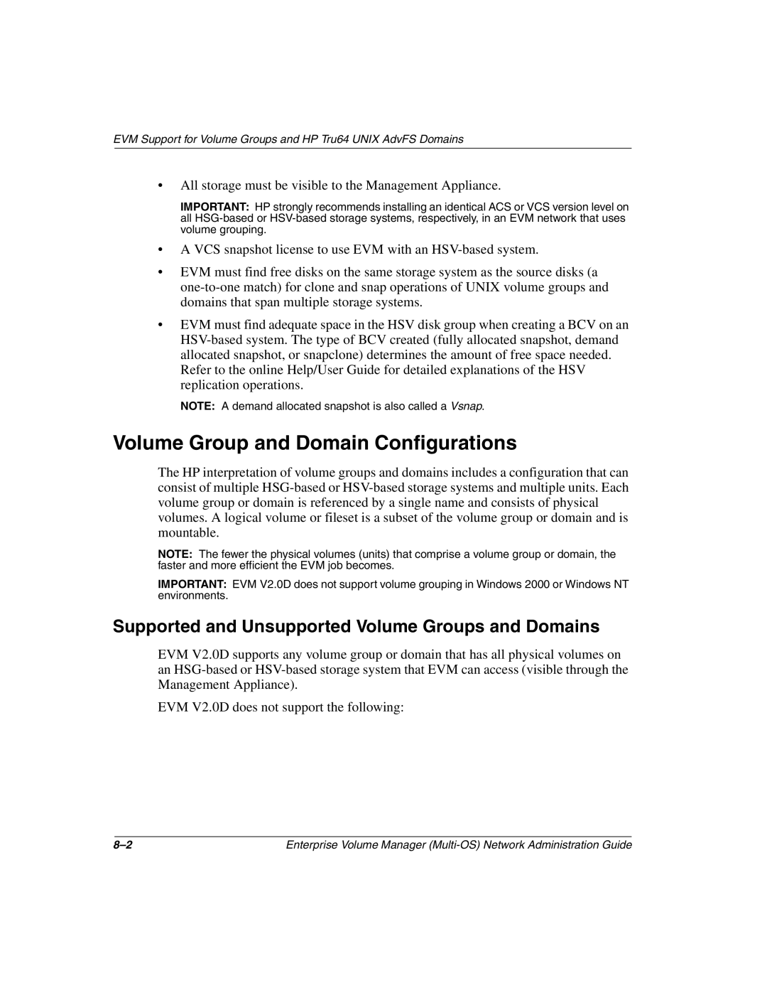 HP Enterprise Volume Manager Software manual Volume Group and Domain Configurations 