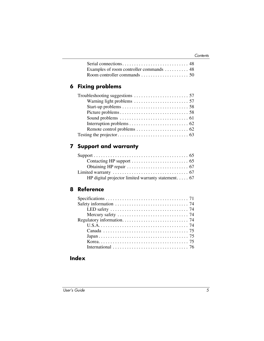 HP ep7100 manual Index 