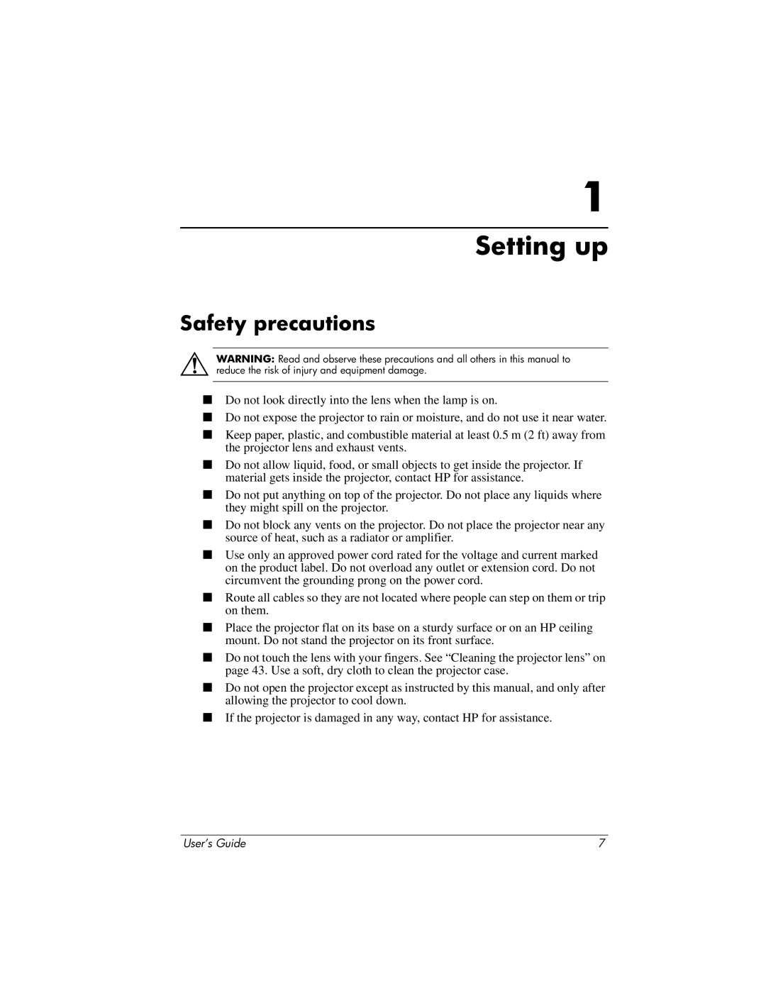 HP ep7100 manual Setting up, Safety precautions 