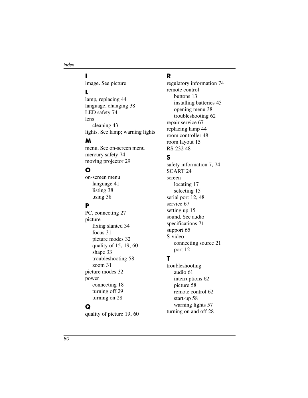 HP ep7100 manual Index 