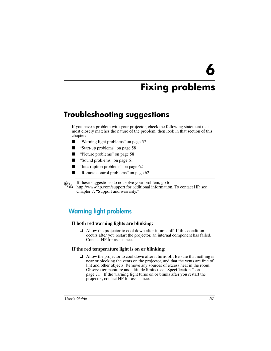 HP ep7100 manual Fixing problems, Troubleshooting suggestions, If both red warning lights are blinking 