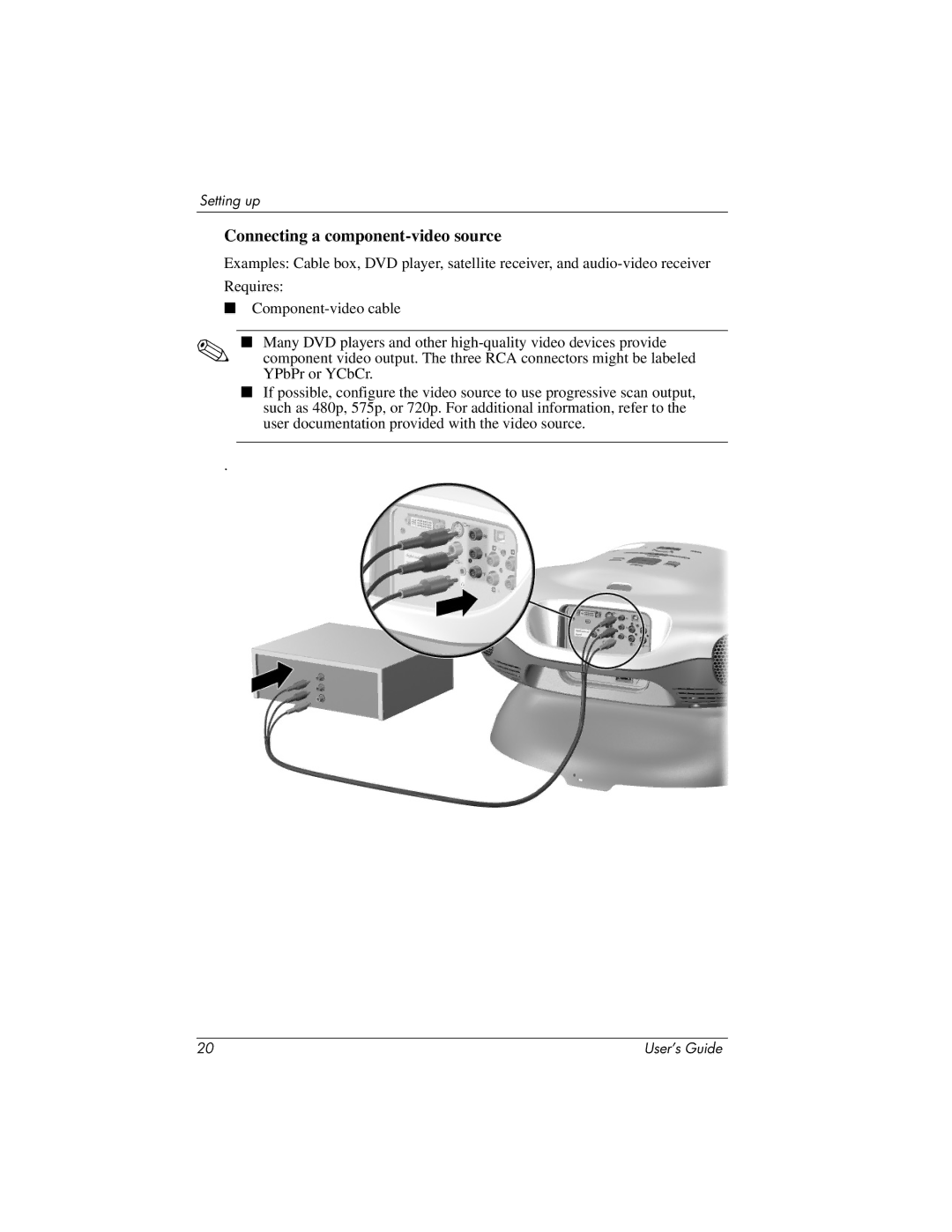 HP ep9012, ep9010 manual Connecting a component-video source 