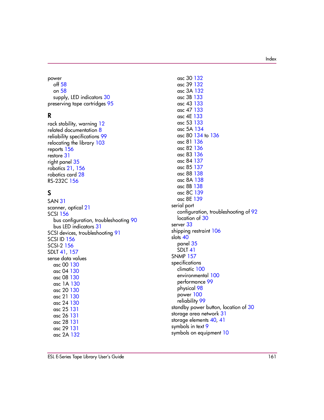 HP ESL E manual Sdlt 41, 157 sense data values 