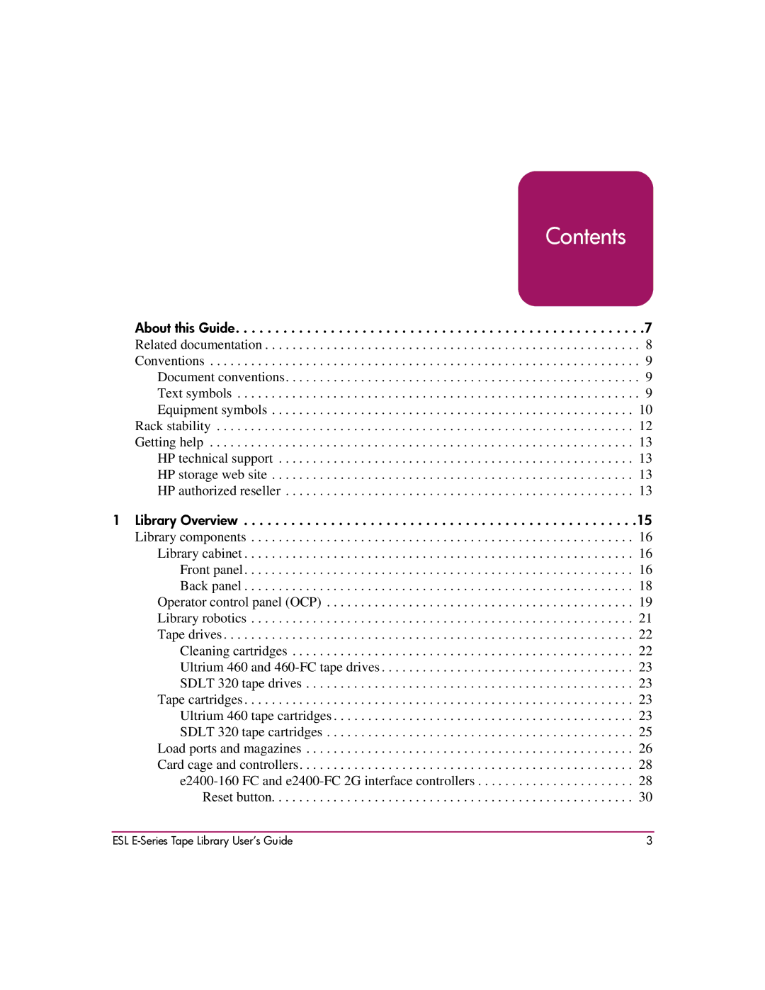 HP ESL E manual Contents 