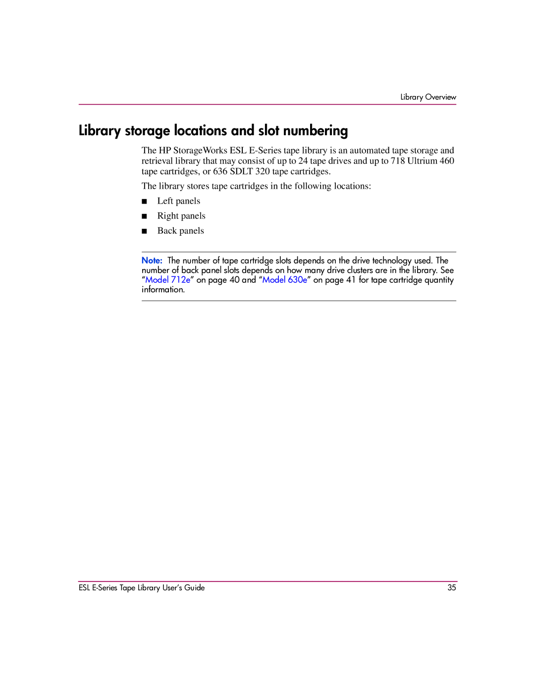 HP ESL E manual Library storage locations and slot numbering 
