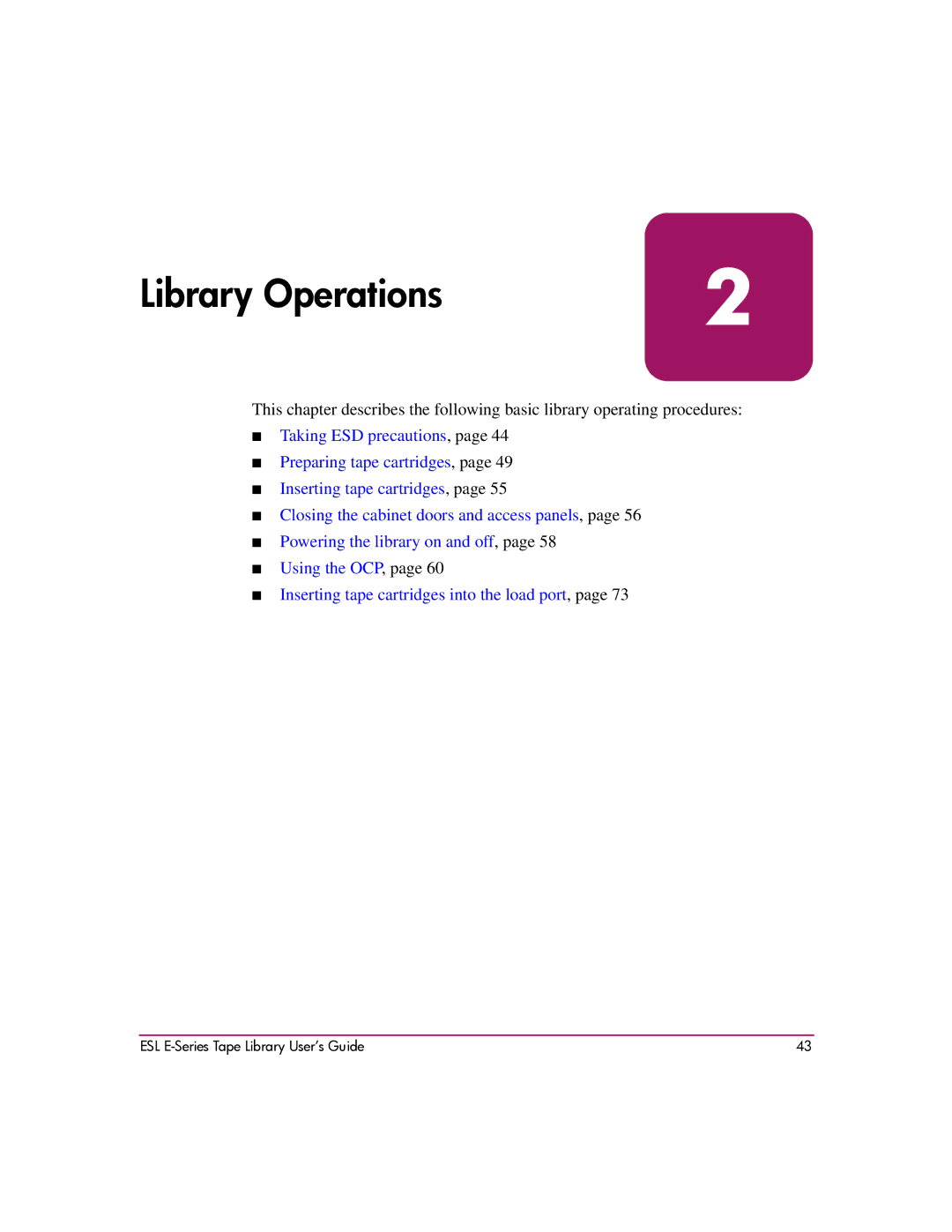 HP ESL E manual Library Operations 