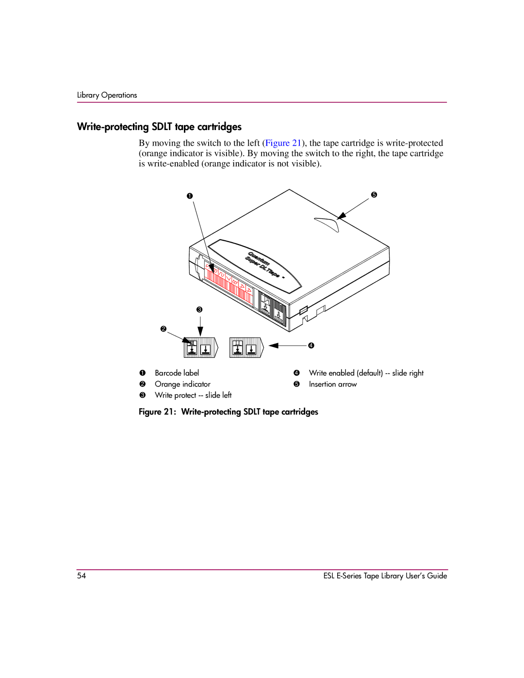 HP ESL E manual Write-protecting Sdlt tape cartridges 