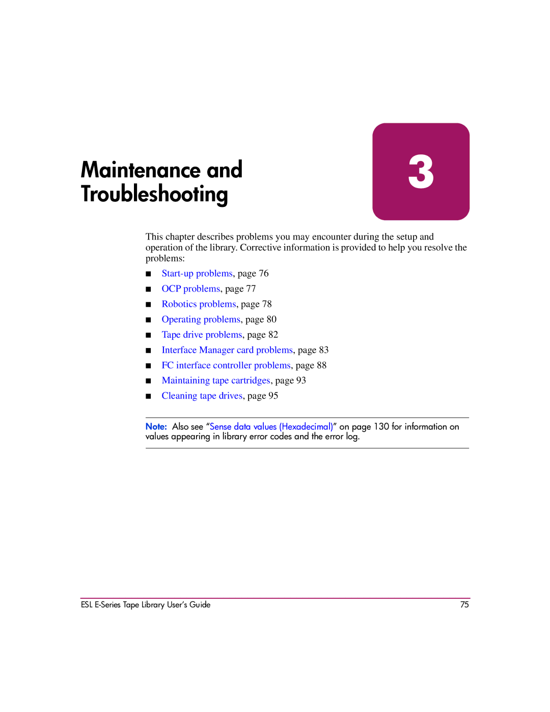 HP ESL E manual Maintenance Troubleshooting 