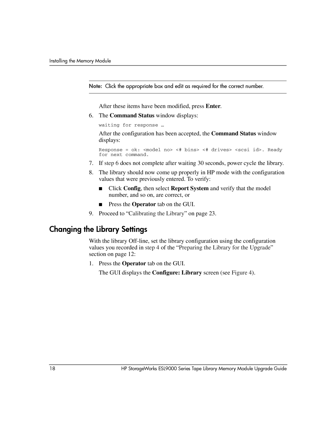 HP ESL9000 manual Changing the Library Settings 