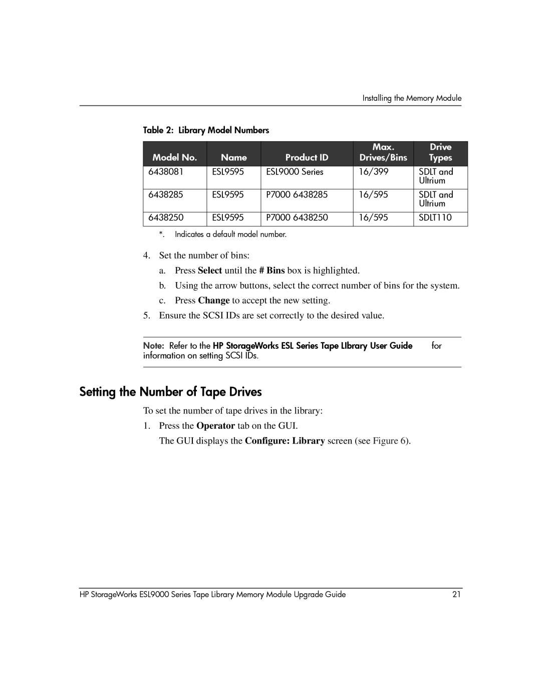 HP ESL9000 manual Setting the Number of Tape Drives 