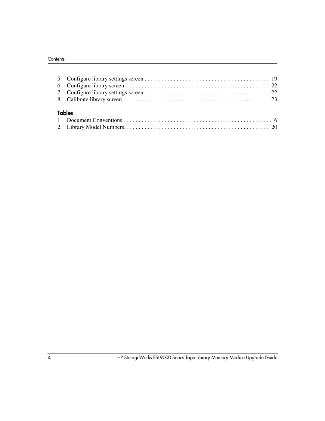 HP ESL9000 manual Tables 