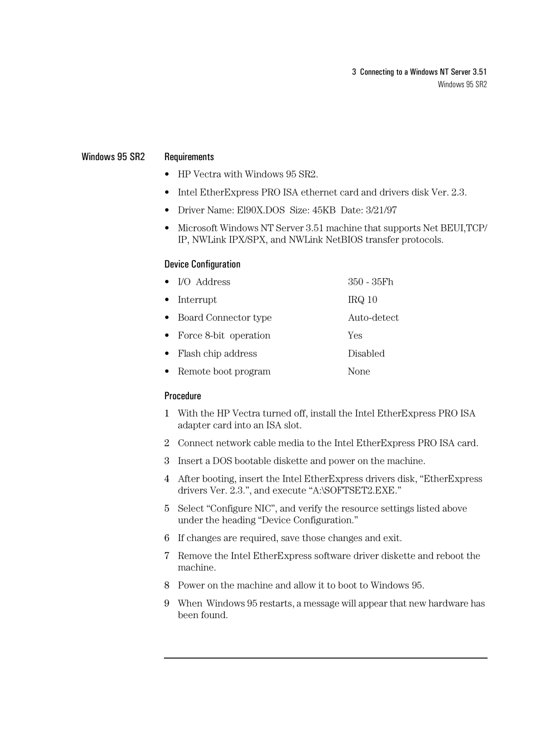 HP Ether Express Pro/10 +ISA LA8205B manual IP, NWLink IPX/SPX, and NWLink NetBIOS transfer protocols 