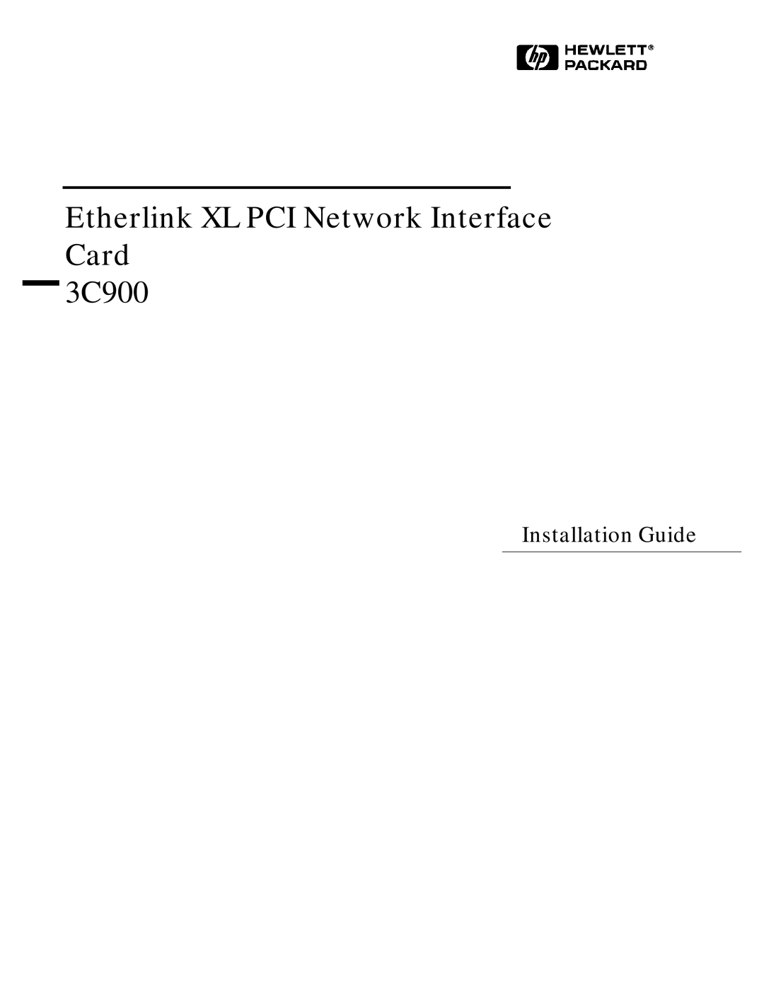 HP ETHERLINK XL 3C900 manual Etherlink XL PCI Network Interface Card 3C900 