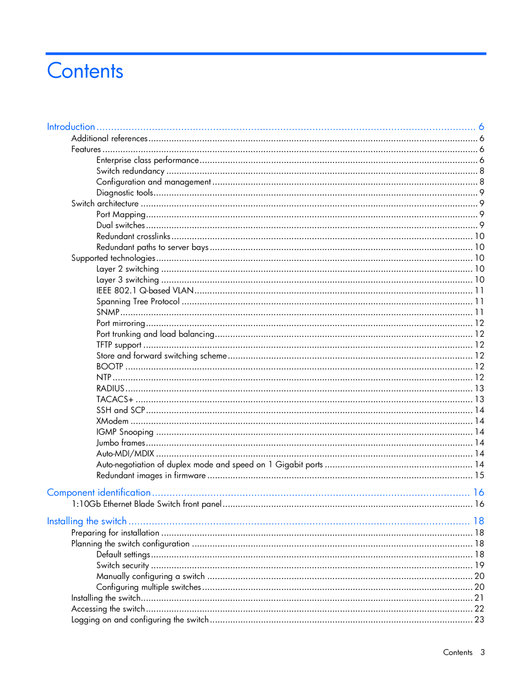 HP Ethernet BL-c manual Contents 