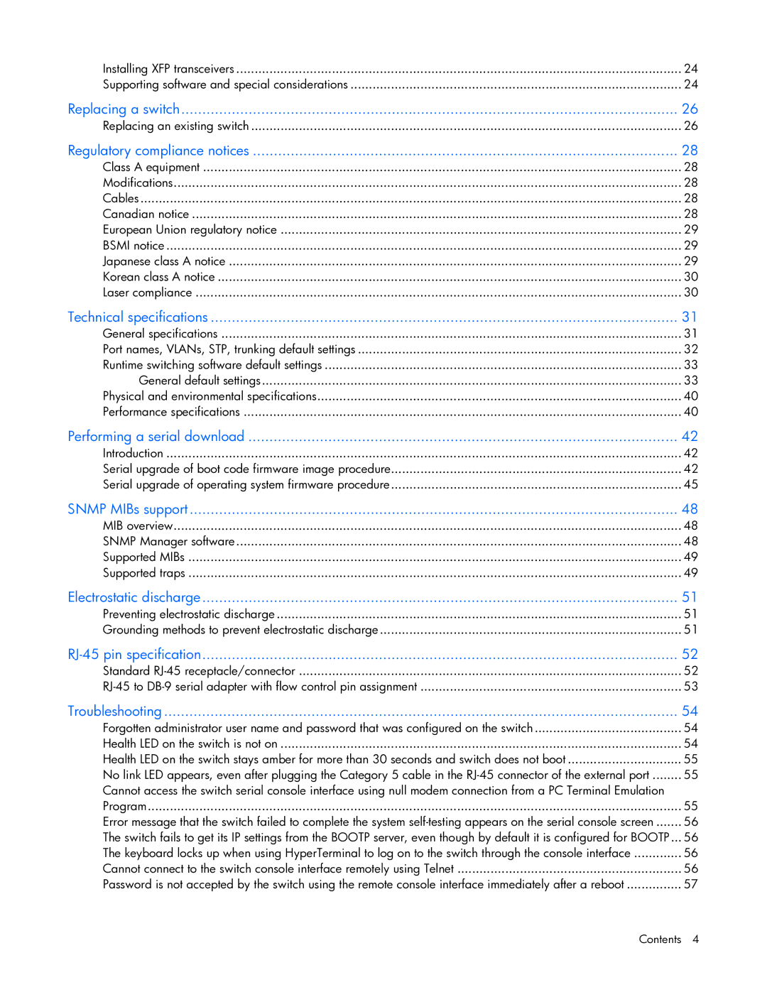 HP Ethernet BL-c manual Replacing a switch 