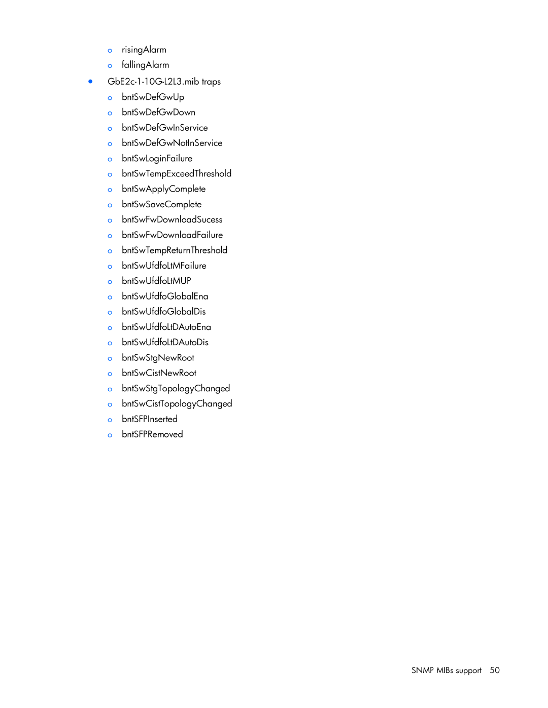 HP Ethernet BL-c manual Snmp MIBs support 