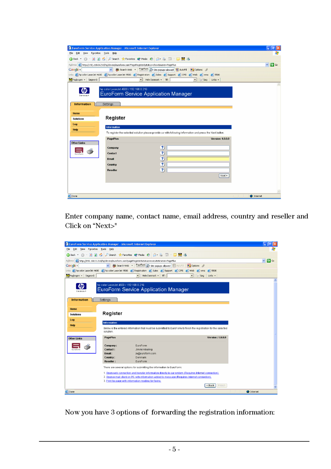 HP EuroForm SAM manual 