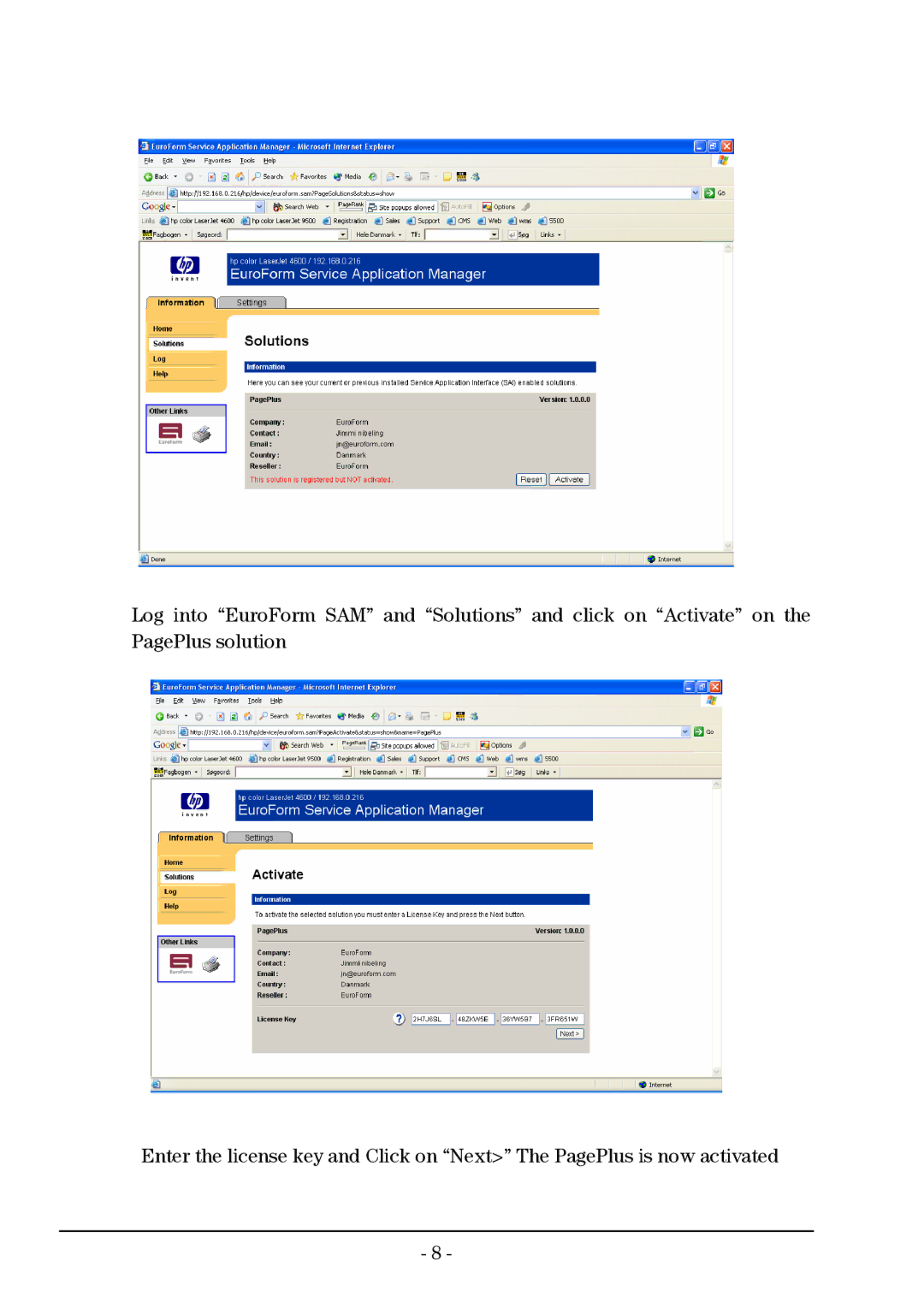 HP EuroForm SAM manual 