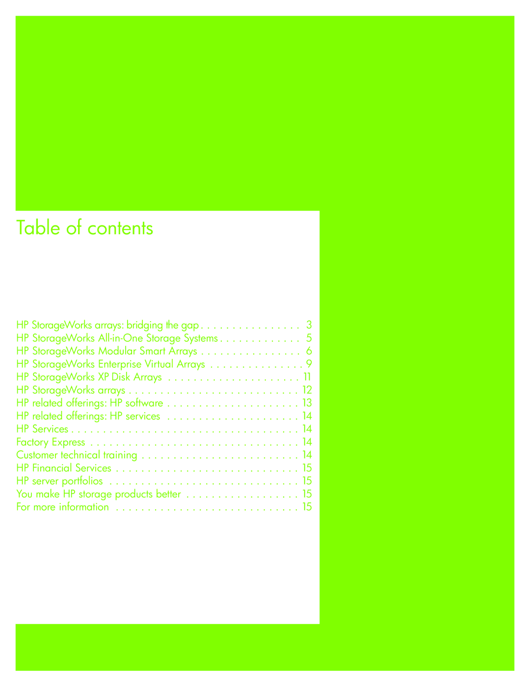 HP NAS, EVA, EML E manual Table of contents 