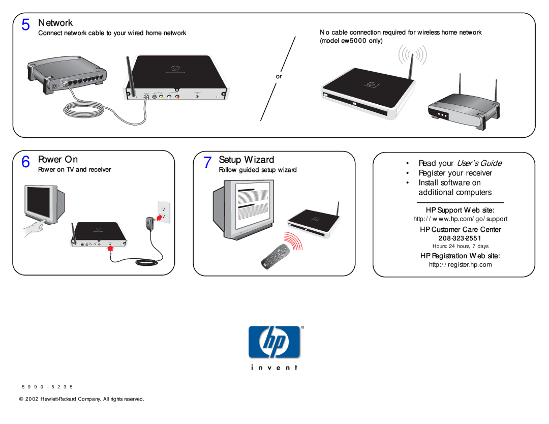 HP EW 5000 Media Receiver, EN 5000 Media Receiver manual Network, Power On Setup Wizard 