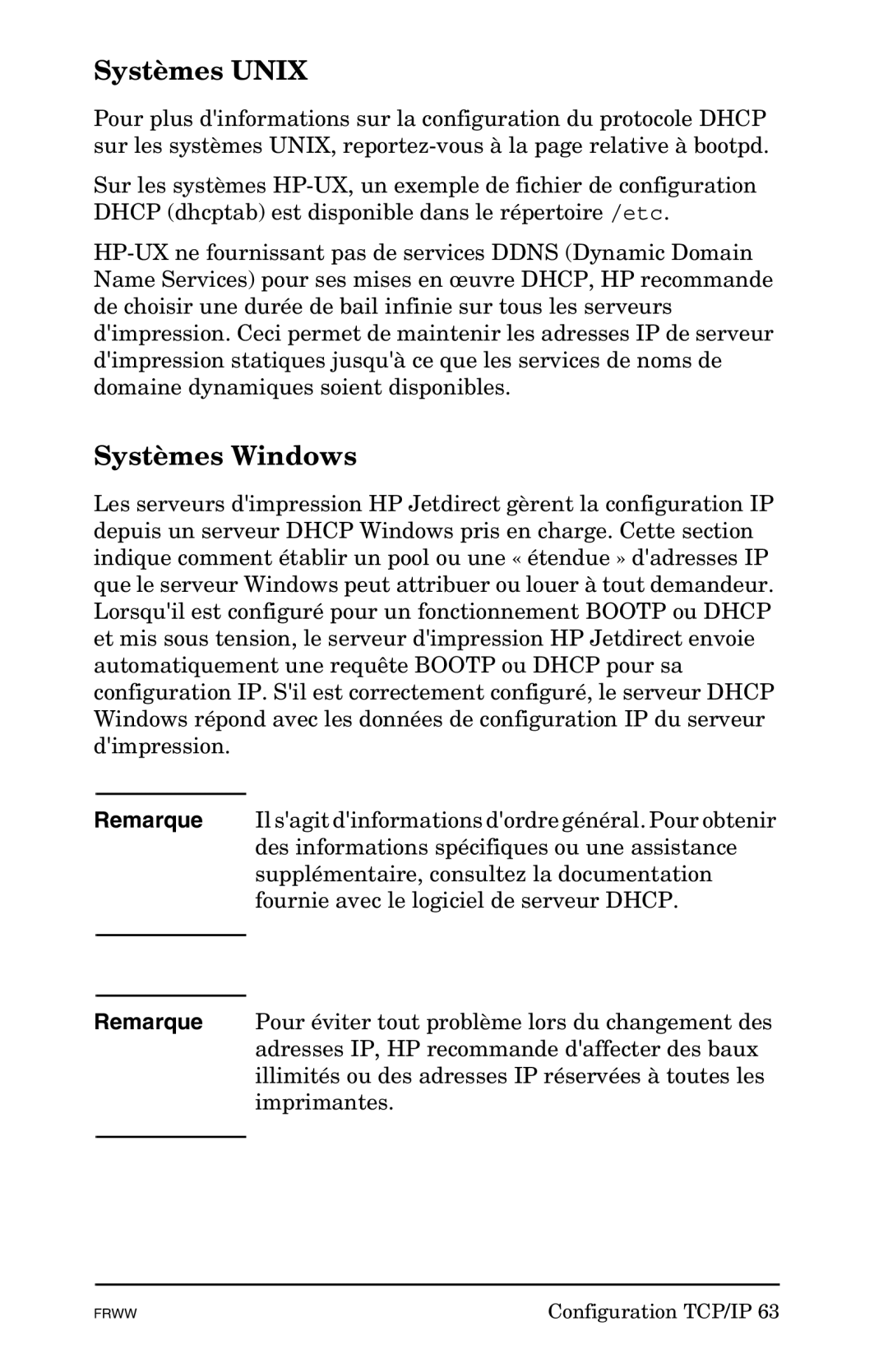 HP Ew2400, 620n, En3700 manual Systèmes Unix, Systèmes Windows 