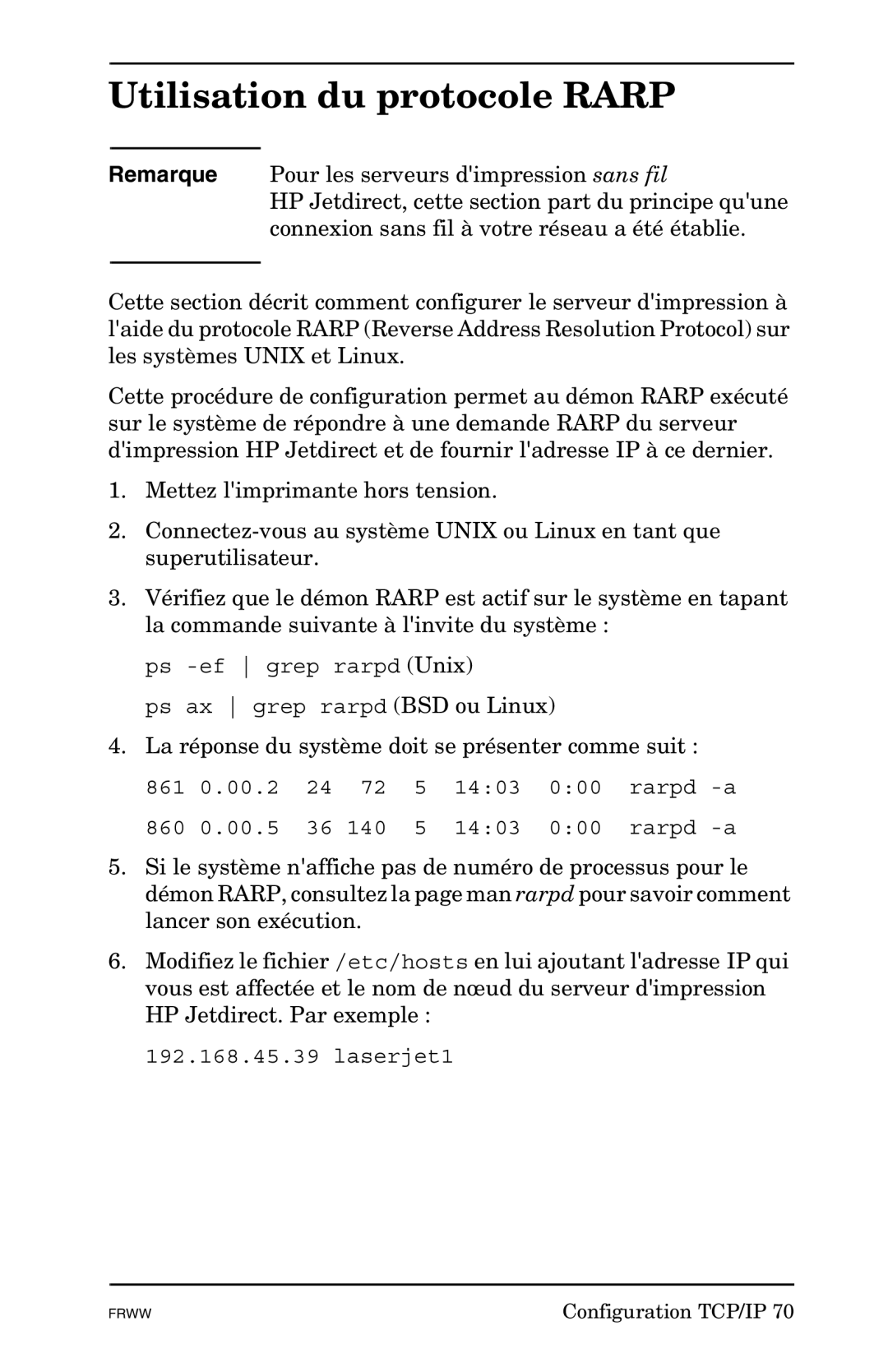 HP 620n, Ew2400, En3700 manual Utilisation du protocole Rarp 