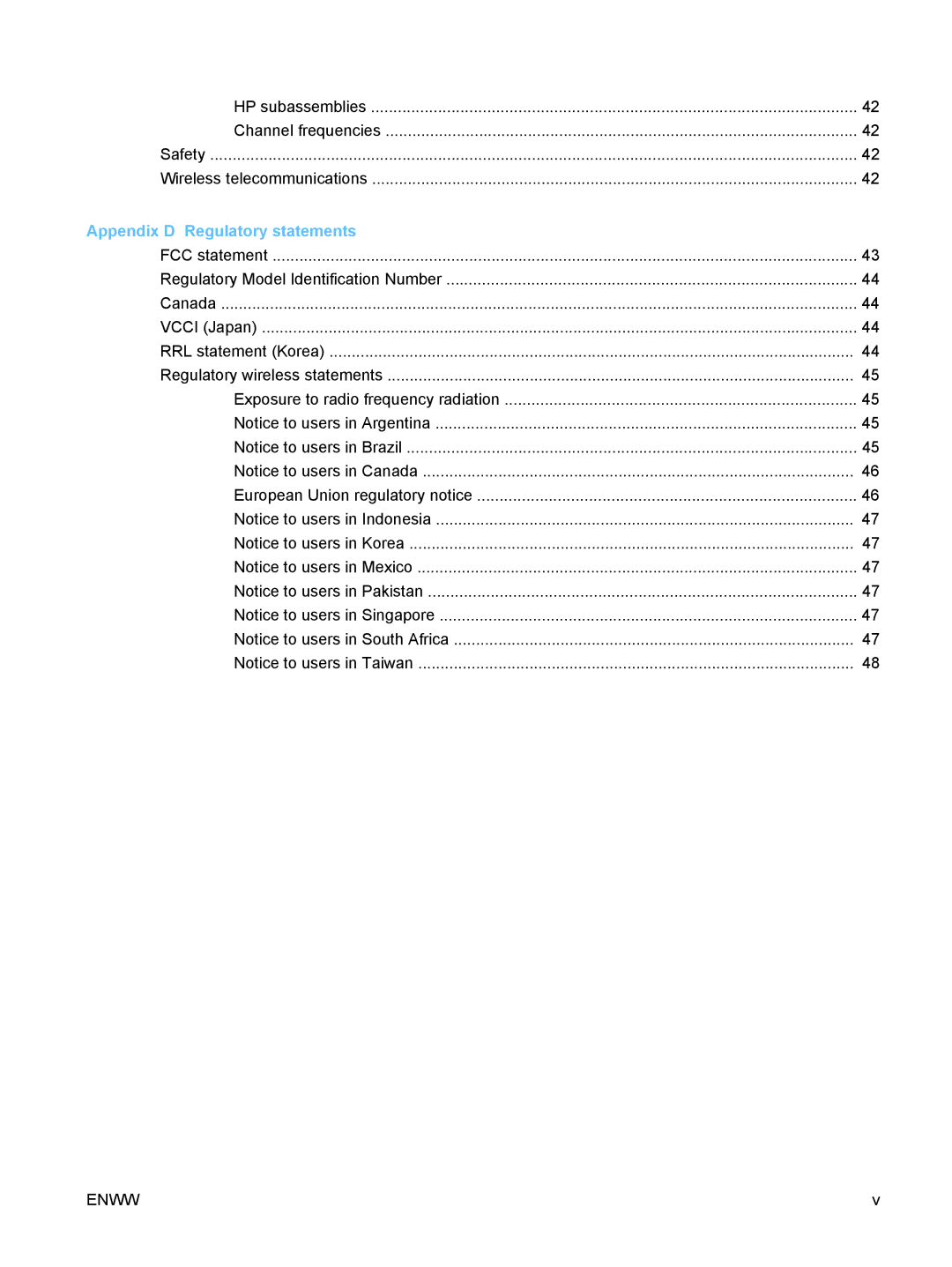 HP ew2500 802.11b/g Print Server manual Appendix D Regulatory statements 