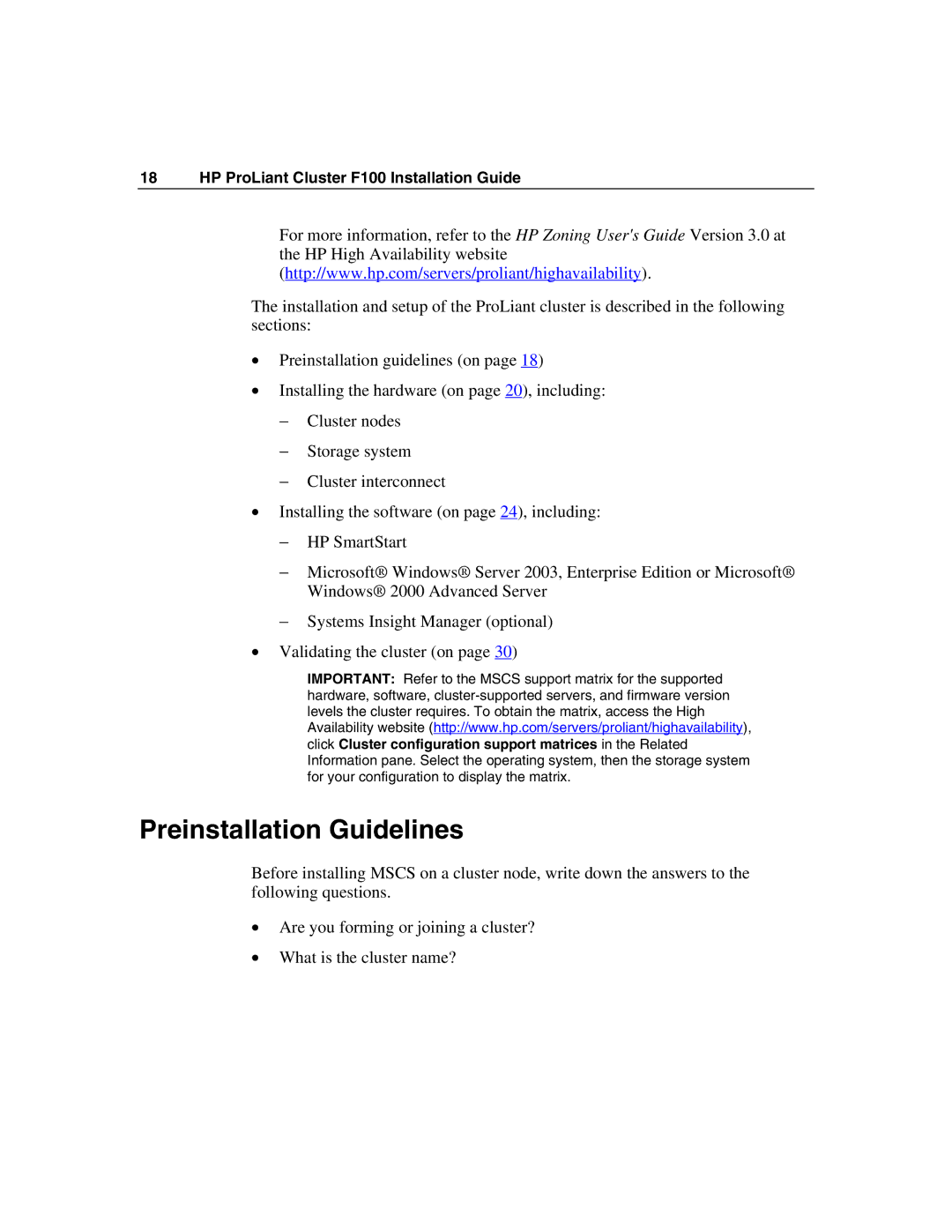 HP F100 manual Preinstallation Guidelines 