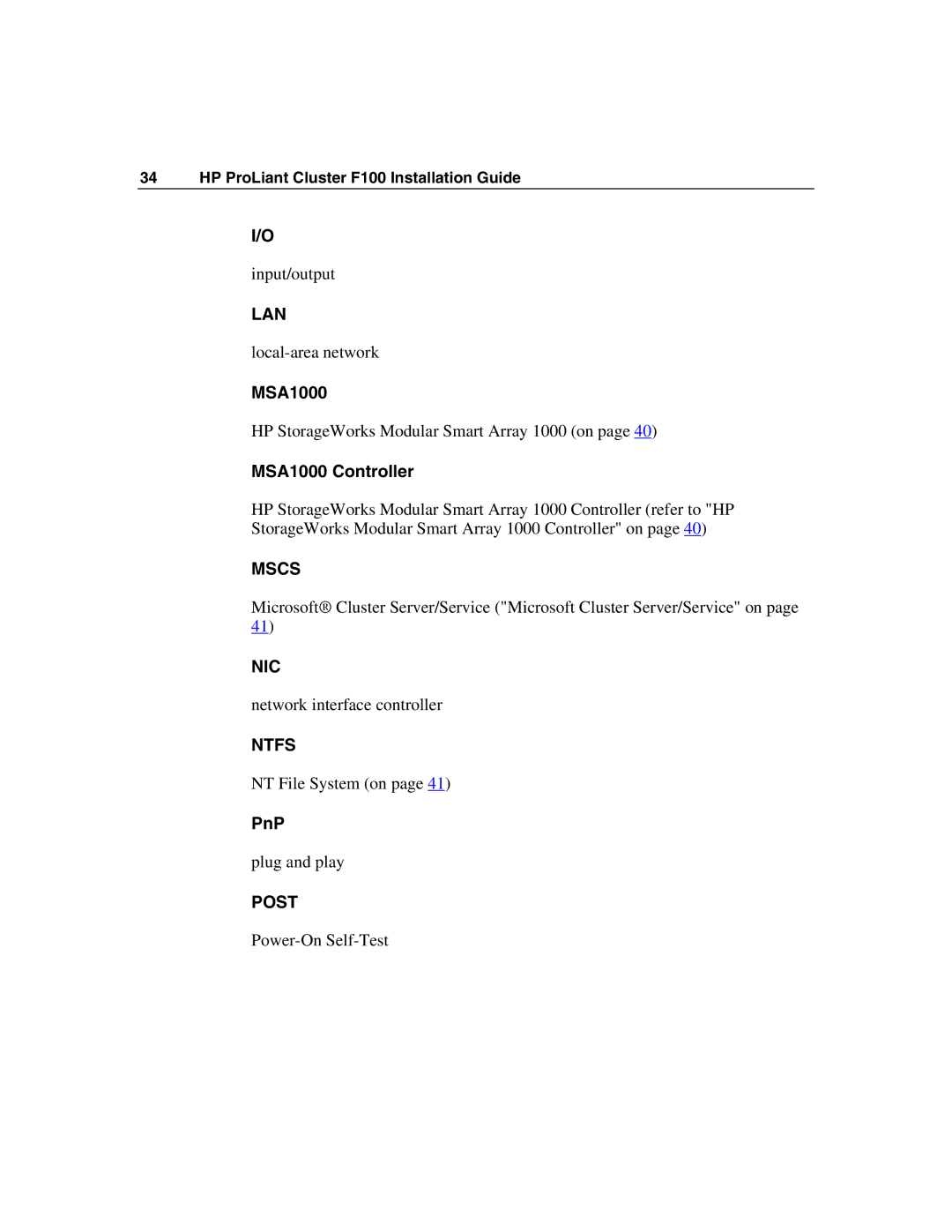 HP F100 manual MSA1000 Controller, PnP 