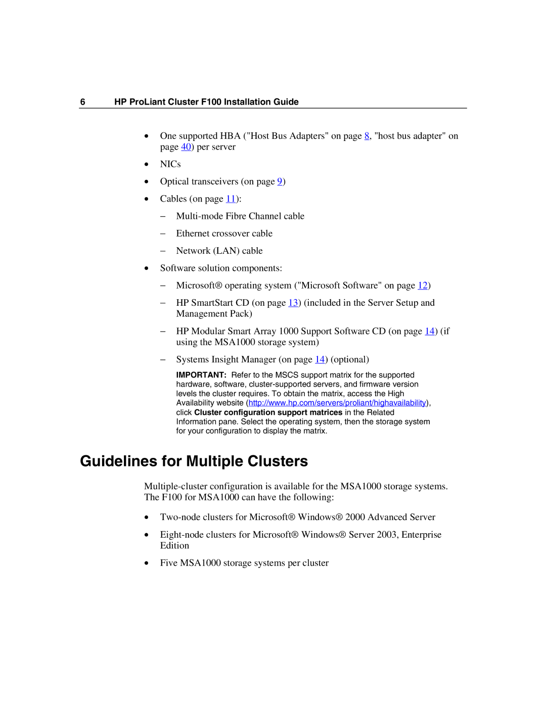 HP F100 manual Guidelines for Multiple Clusters 