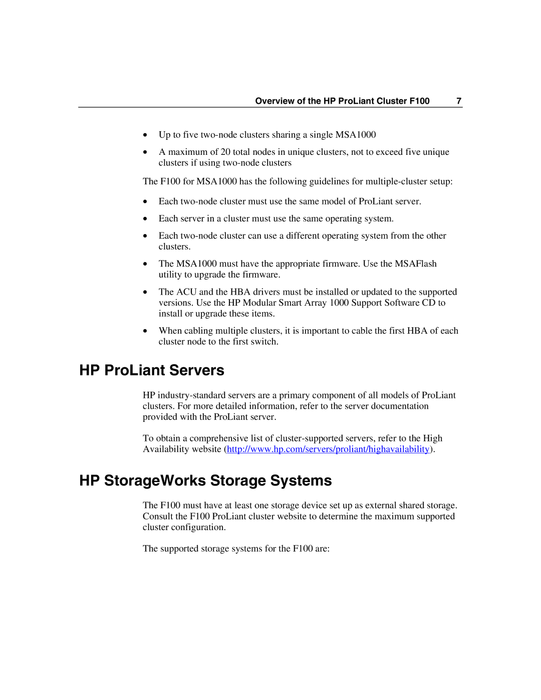 HP F100 manual HP ProLiant Servers, HP StorageWorks Storage Systems 